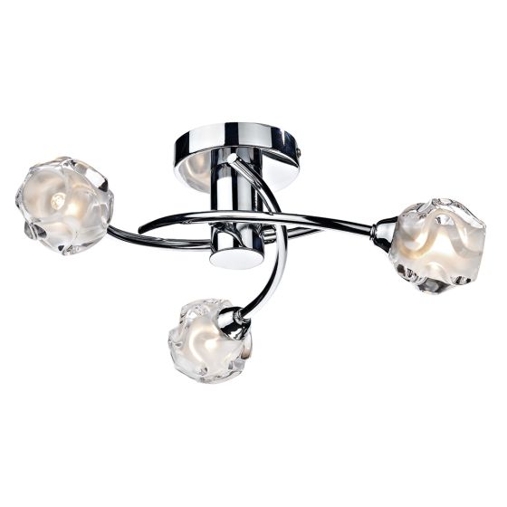 Där Lighting Seattle 3 Light Semi Flush Polished Chrome