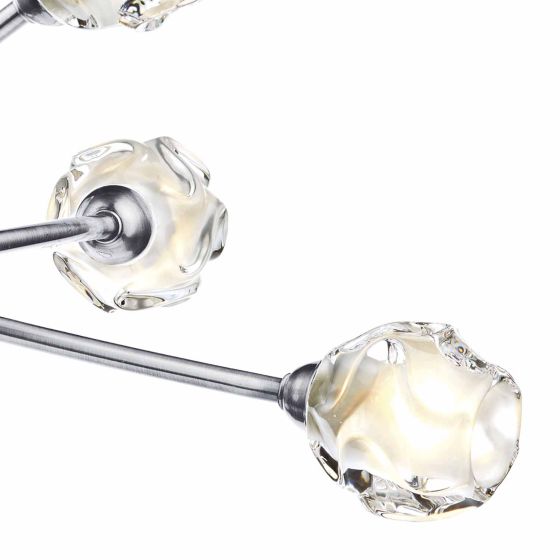 Där Lighting Seattle 6lt Semi Flush Satin Chrome & Sculptured Glass
