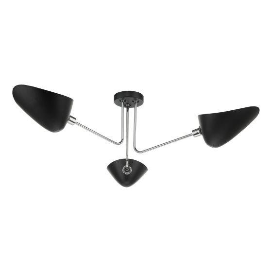 Där Lighting Sebastian 3 Light Semi Flush Matt Black Polished Chrome