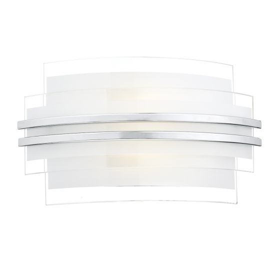 Där Lighting Sector Small Wall Light Frosted Glass Polished Chrome LED