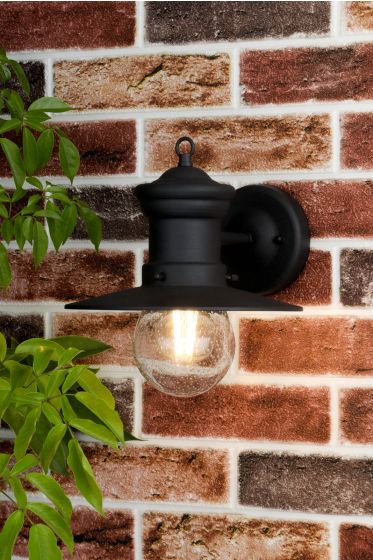 Där Lighting Sedgewick Outdoor Wall Light Black Glass IP44