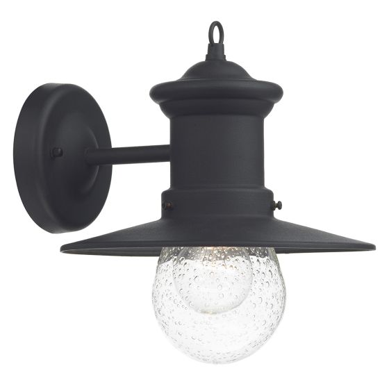 där lighting Sedgewick Outdoor Wall Light Black Glass IP44