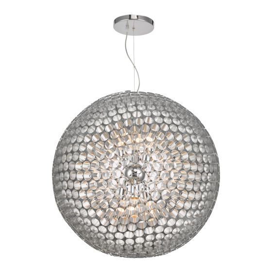 där lighting Serafina 6 Light Pendant Brushed Chrome Large
