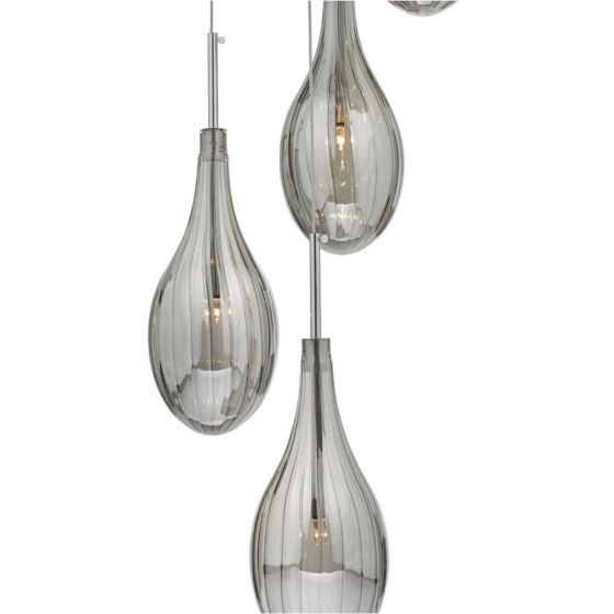 Där Lighting Seta 6 Light Cluster Pendant Polished Chrome Smoked Glass