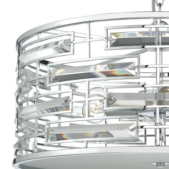 Där Lighting Seville 6 Light Pendant K9 Crystal Polished Chrome