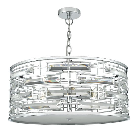 Där Lighting Seville 6 Light Pendant K9 Crystal Polished Chrome