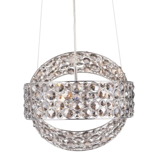 där lighting Sewanee 3 Light Pendant Smoked Crystal Polished Chrome