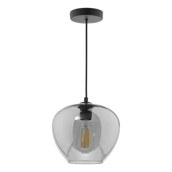 Där Lighting Shilah Pendant Matt Black And Smoked Glass