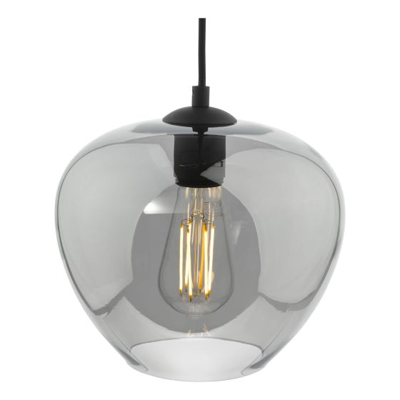 Där Lighting Shilah Pendant Matt Black And Smoked Glass