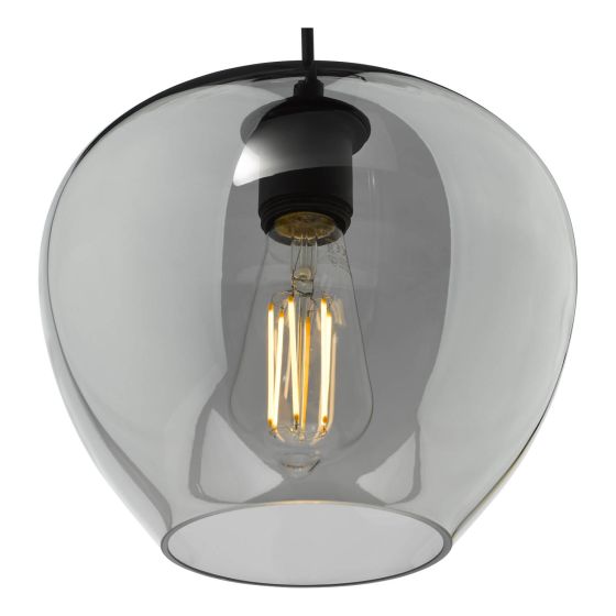 Där Lighting Shilah Pendant Matt Black And Smoked Glass