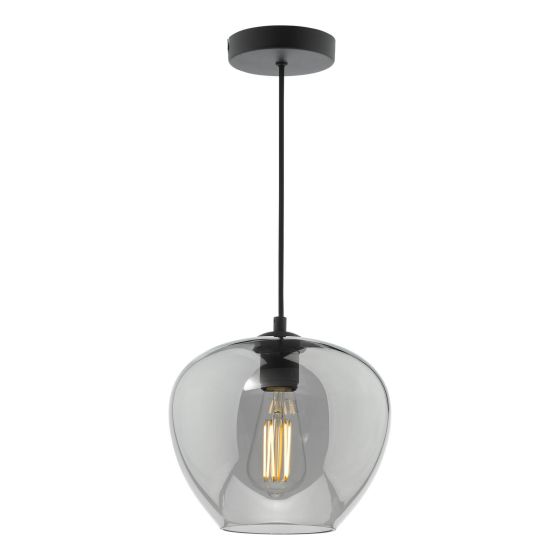 där lighting Shilah Pendant Matt Black and Smoked Glass
