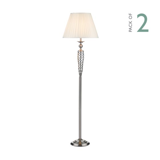 Där Lighting Siam Floor Lamp Satin Chrome With Shade (Multipack)