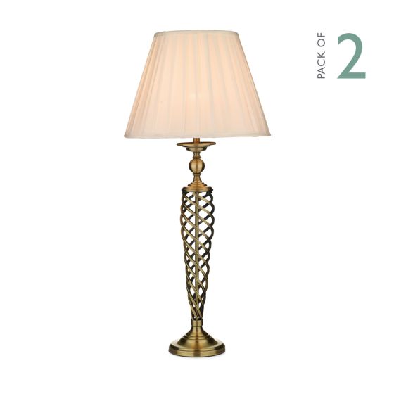 Där Lighting Siam Table Lamp Antique Brass With Shade (Multipack)