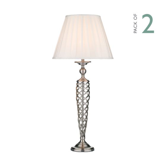 Där Lighting Siam Table Lamp Satin Chrome With Shade (Multipack)