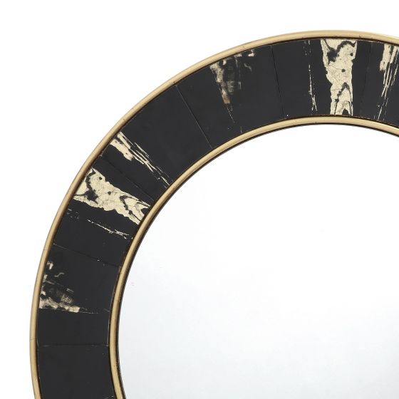 Där Lighting Sidone Round Mirror With Black/Gold Foil Detail 80cm