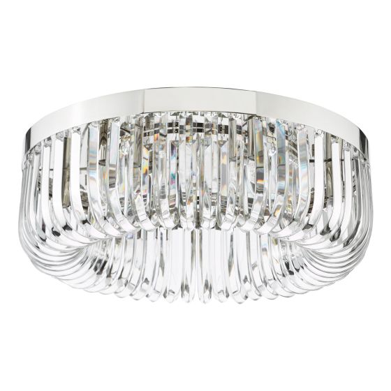 Där Lighting Sigourney 6 Light Flush Polished Nickel And Crystal
