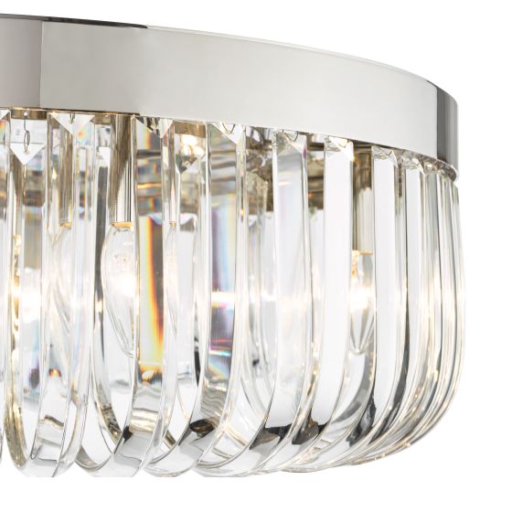 Där Lighting Sigourney 6 Light Flush Polished Nickel And Crystal