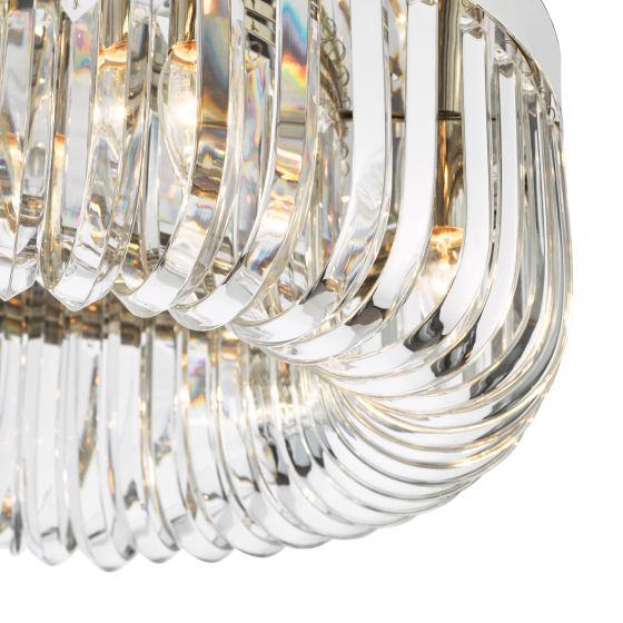 Där Lighting Sigourney 6 Light Flush Polished Nickel And Crystal