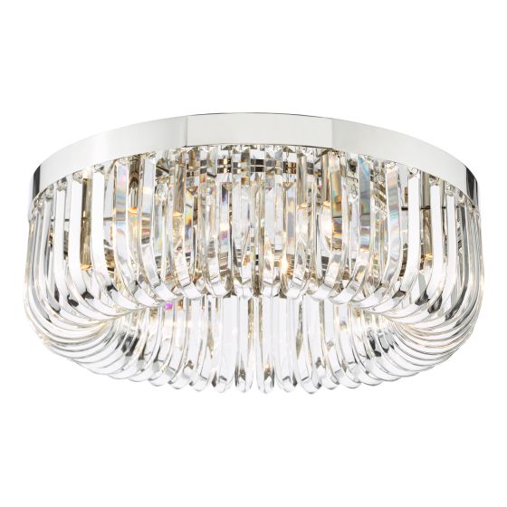 där lighting Sigourney 6 Light Flush Polished Nickel and Crystal