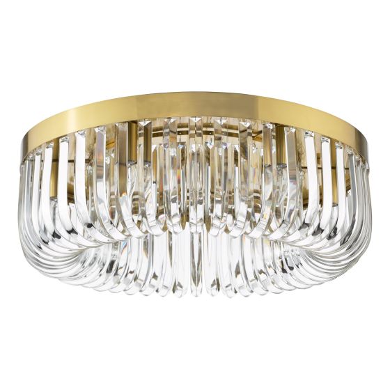 Där Lighting Sigourney 6 Light Flush Satin Gold And Crystal