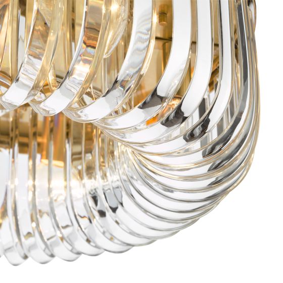 Där Lighting Sigourney 6 Light Flush Satin Gold And Crystal