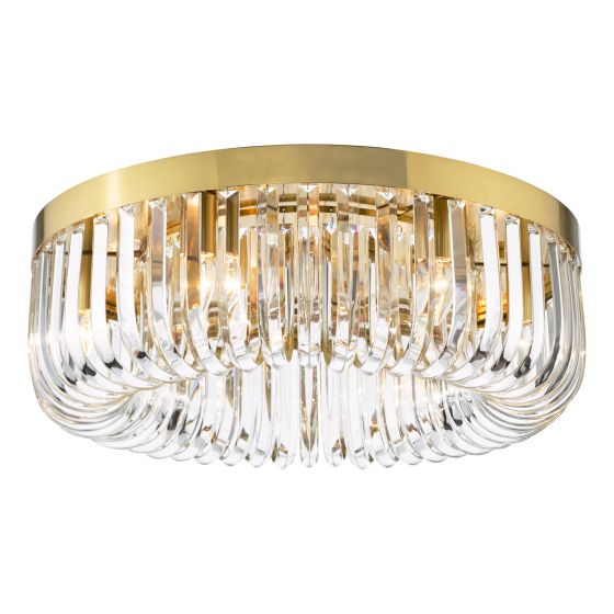 där lighting Sigourney 6 Light Flush Satin Gold and Crystal