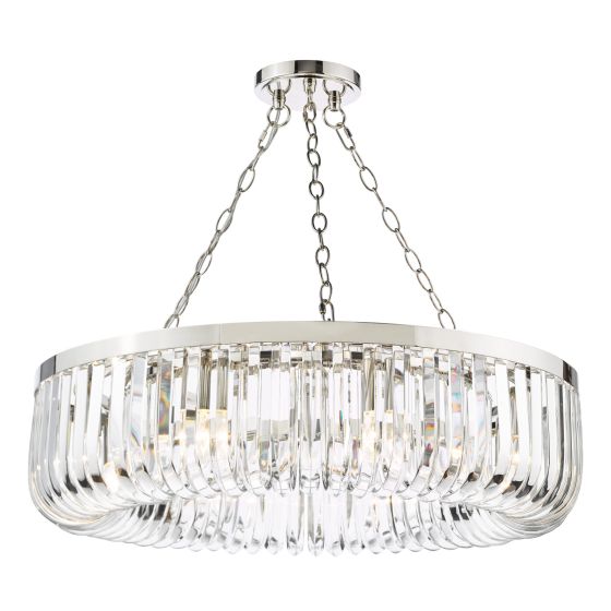 där lighting Sigourney 8 Light Pendant Polished Nickel and Crystal
