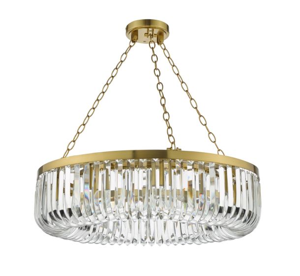 Där Lighting Sigourney 8 Light Pendant Satin Gold And Crystal