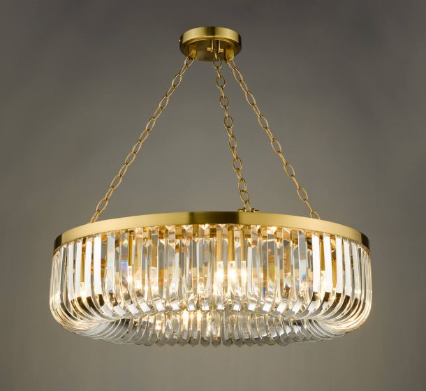 Där Lighting Sigourney 8 Light Pendant Satin Gold And Crystal