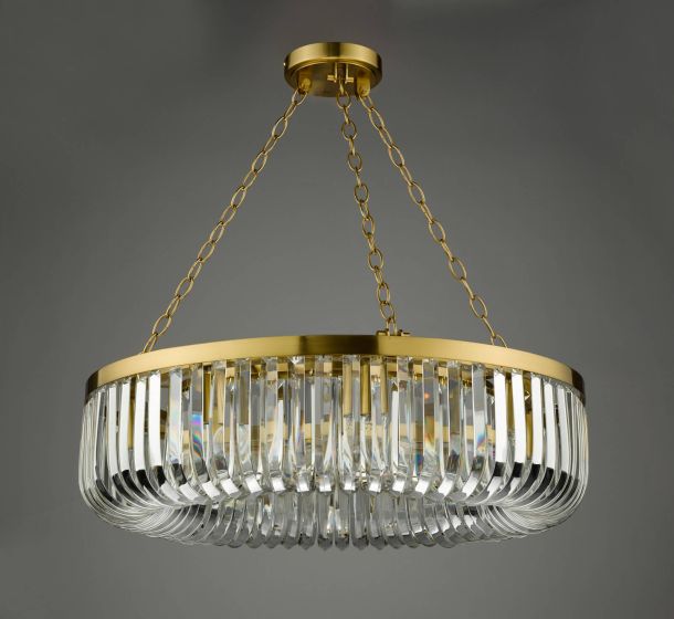 Där Lighting Sigourney 8 Light Pendant Satin Gold And Crystal