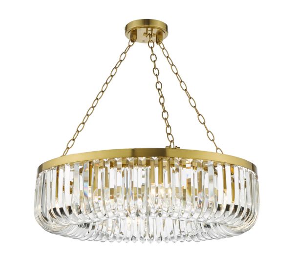 där lighting Sigourney 8 Light Pendant Satin Gold and Crystal