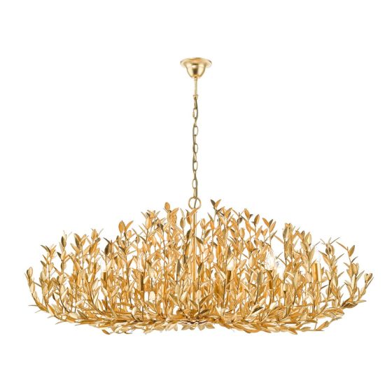 där lighting Silvius 12 Light Oval Pendant Gold Leaf