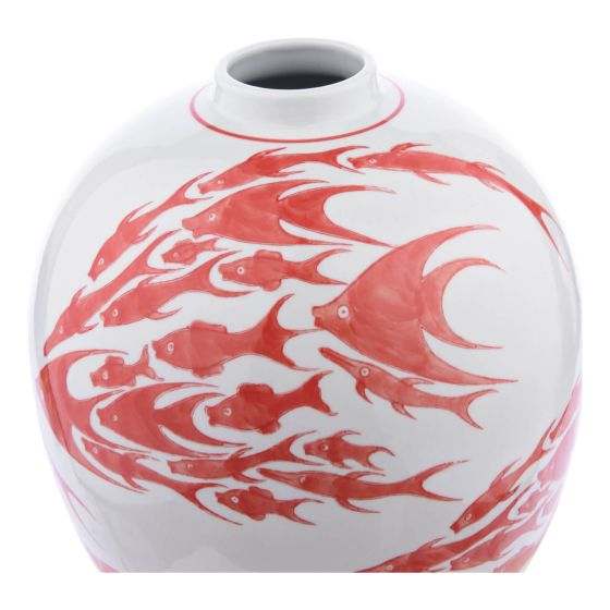 Där Lighting Simone Ceramic Coral & White Fish Pattern Jar With Lid