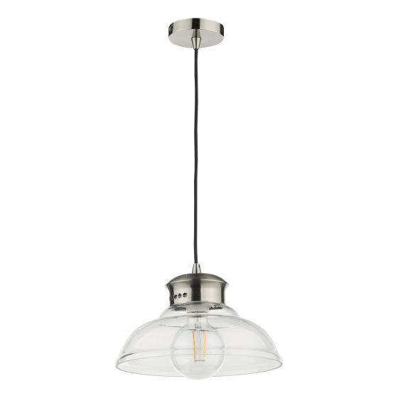 Där Lighting Siren 1 Light Single Pendant Antique Chrome Clear Glass