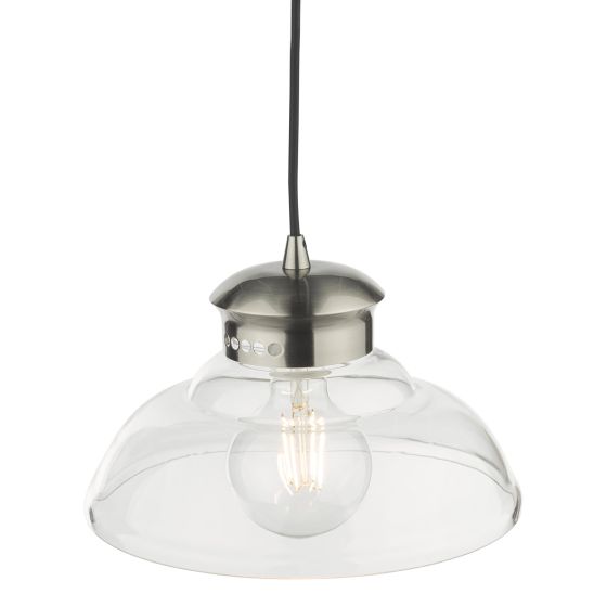 Där Lighting Siren 1 Light Single Pendant Antique Chrome Clear Glass