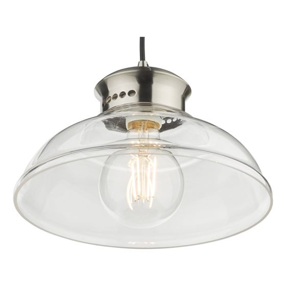 Där Lighting Siren 1 Light Single Pendant Antique Chrome Clear Glass