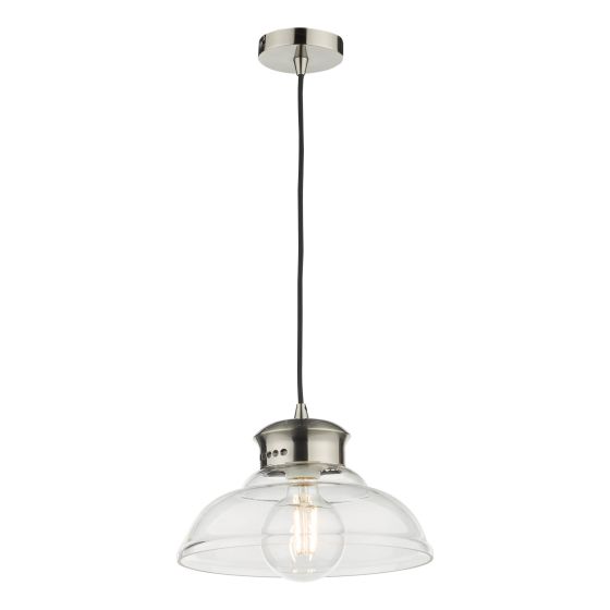 där lighting Siren 1 Light Single Pendant Antique Chrome Clear Glass
