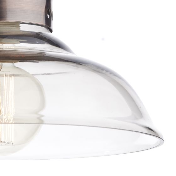 där lighting Siren Dome Pendant Glass & Antique Copper