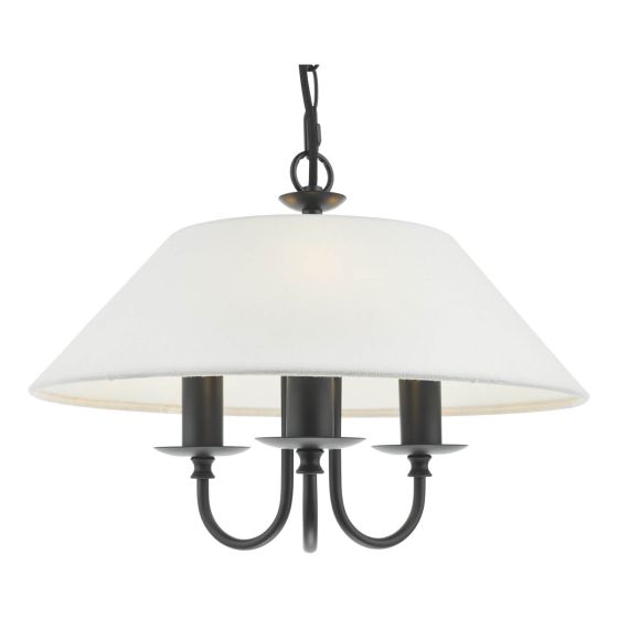 Där Lighting Sivan 3 Light Pendant Matt Black With Shade