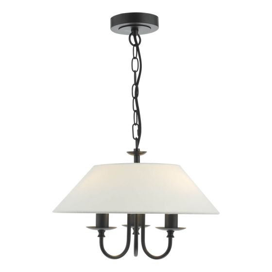 där lighting Sivan 3 Light Pendant Matt Black With Shade