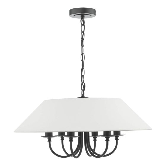 Där Lighting Sivan 6 Light Pendant Matt Black With Shade