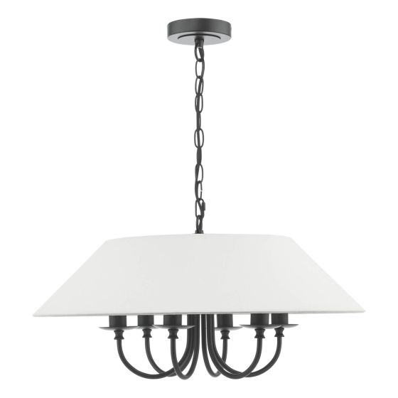 Där Lighting Sivan 6 Light Pendant Matt Black With Shade