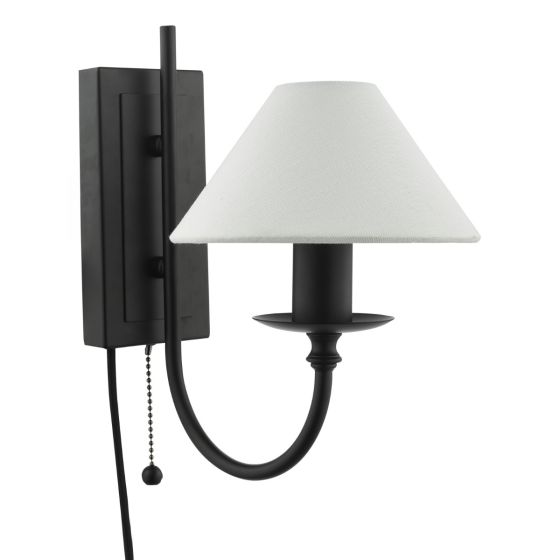 Där Lighting Sivan Plugged Wall Light Matt Black With Shade