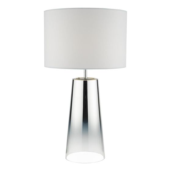 Där Lighting Smokey Table Lamp Clear & Chrome Ombre Glass With Shade