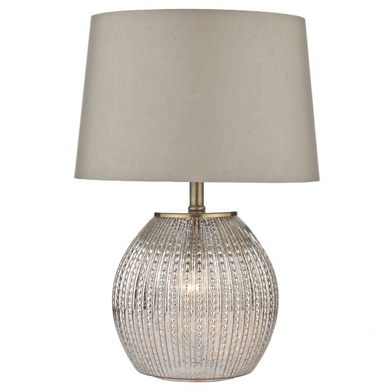 Där Lighting Sonia Dual Light Table Lamp Antique Brass & Silver Glass With Shade