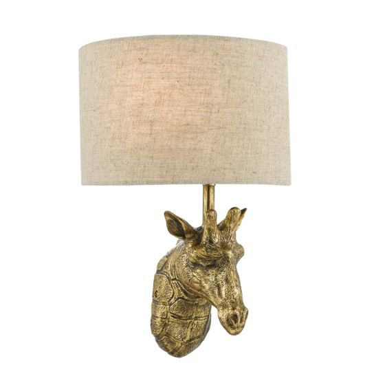 där lighting Sophie Giraffe Wall Light Gold With Shade