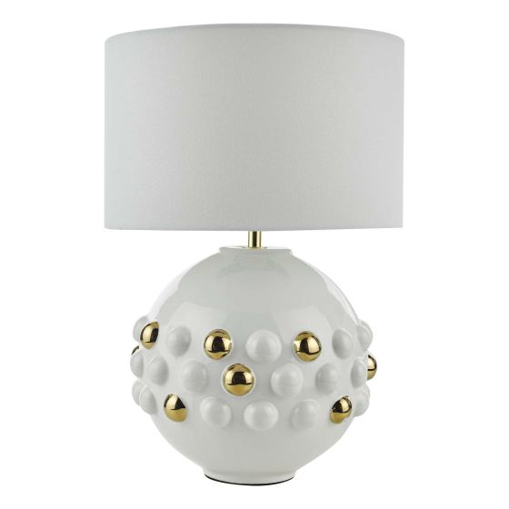 Där Lighting Sphere Table Lamp Gloss White & Gold With Shade