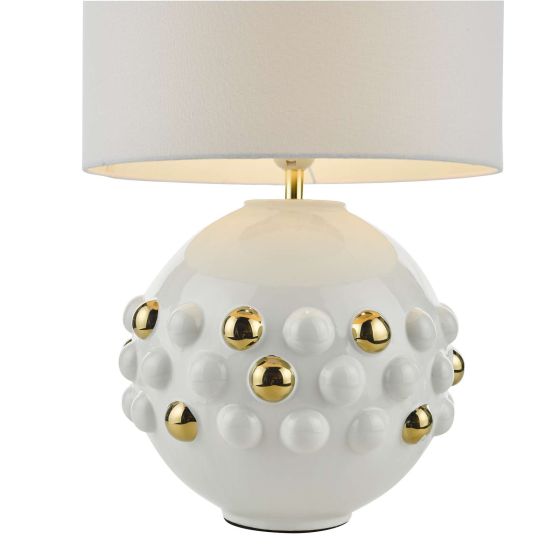 Där Lighting Sphere Table Lamp Gloss White & Gold With Shade