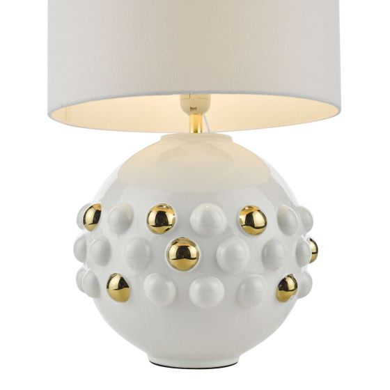 Där Lighting Sphere Table Lamp Gloss White & Gold With Shade