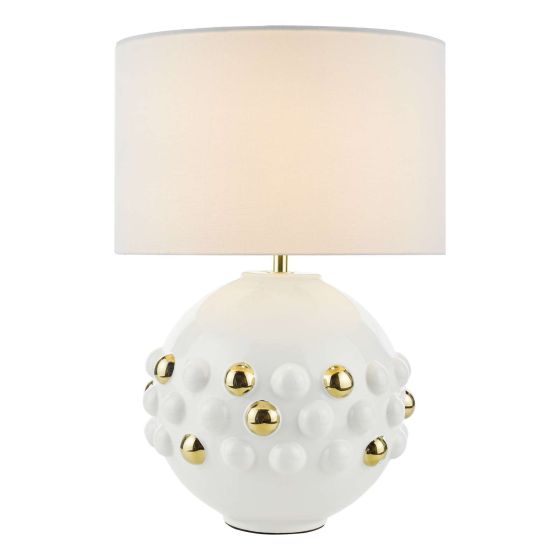 där lighting Sphere Table Lamp Gloss White & Gold With Shade
